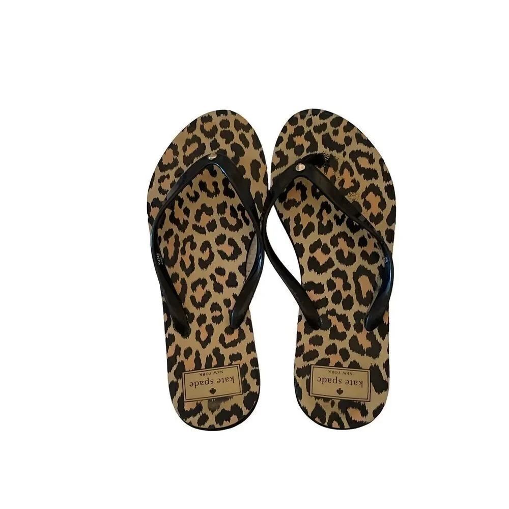 Kate Spade Womens Brown Black Animal Print Slippers Flip Flops Sandals Size 8 - Picture 6 of 8